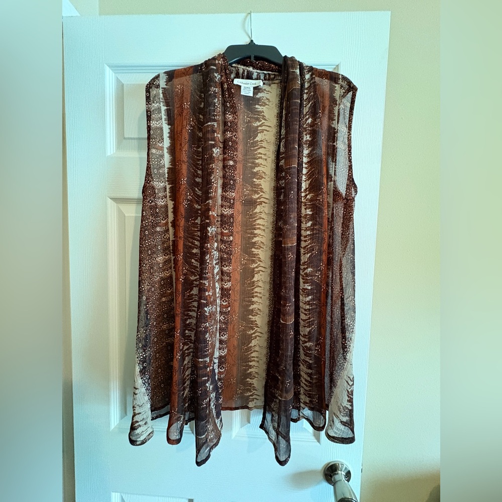 Coldwater Creek Sheer Brown Sleeveless Blouse